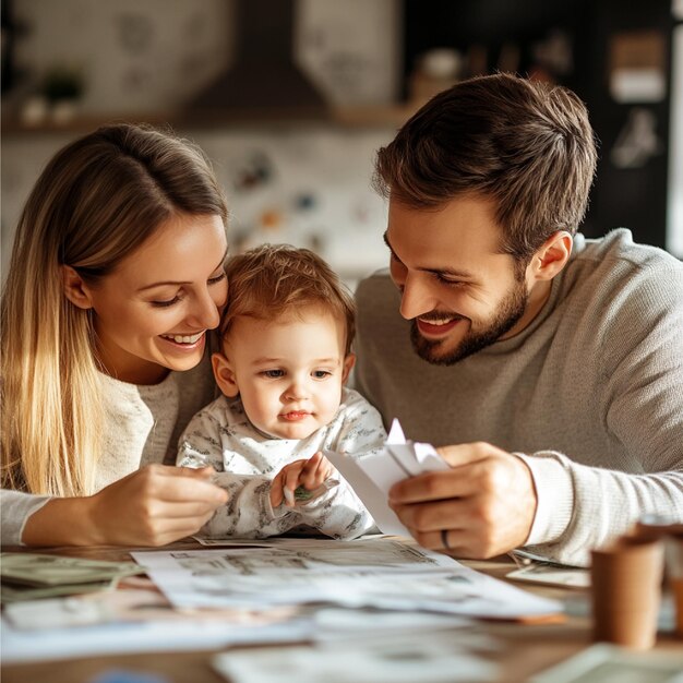 Happy family with financial security